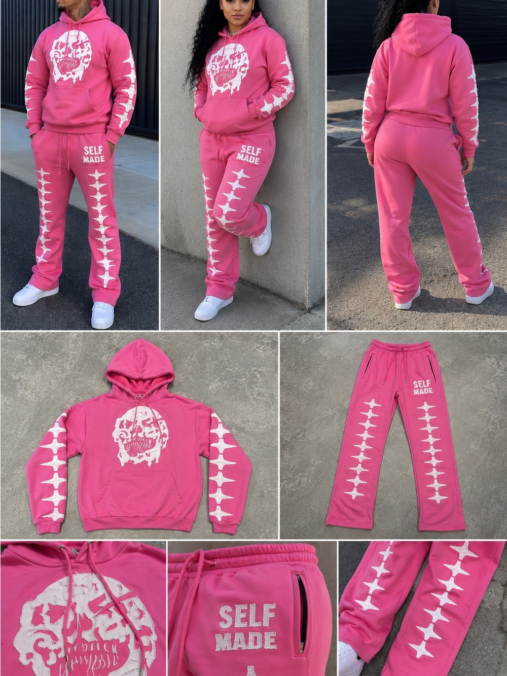 Self Made Kids Pink Graphic Hoodie & Sweatpants Set
